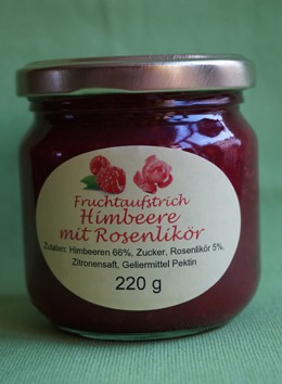 Fruchtaufstrich Himbeere mit Rosenlikör