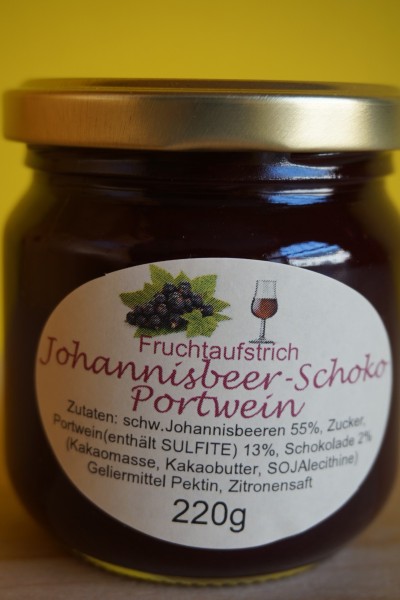 Fruchtaufstrich Johannisbeer Portwein Schoko