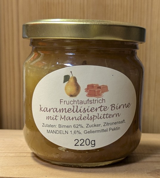 Fruchtaufstrich karamellisierte Birne mit Mandelsplittern